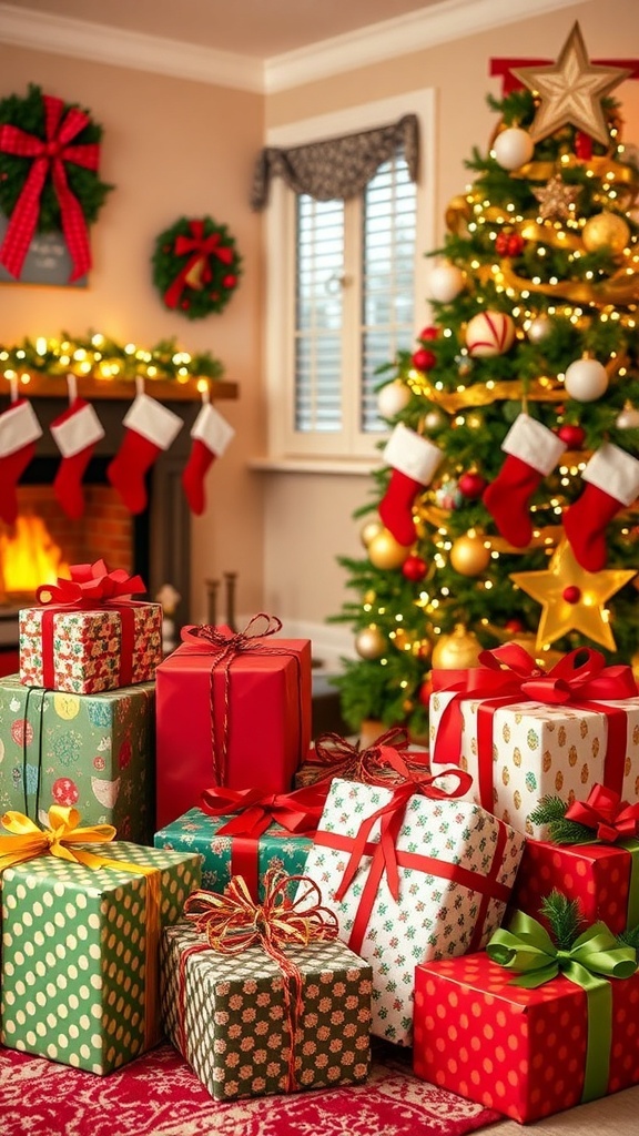 Christmas Gift Ideas for Everyone A variety of beautifully wrapped Christmas gifts under a decorated tree in a cozy living room.